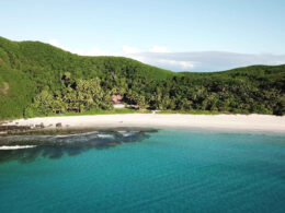 View of a beach overlooking the sea, Yasawa Island, Fiji.