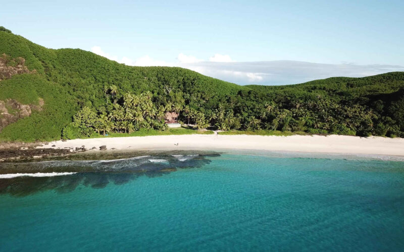 View of a beach overlooking the sea, Yasawa Island, Fiji.