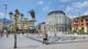 View of the main square in Skopje, North Macedonia on a sunny day.